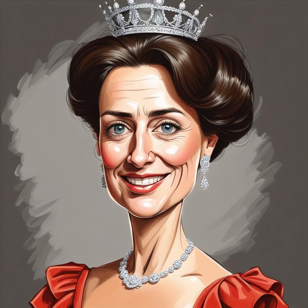 Queen Sofia Caricature: Radiant Royal Portrait