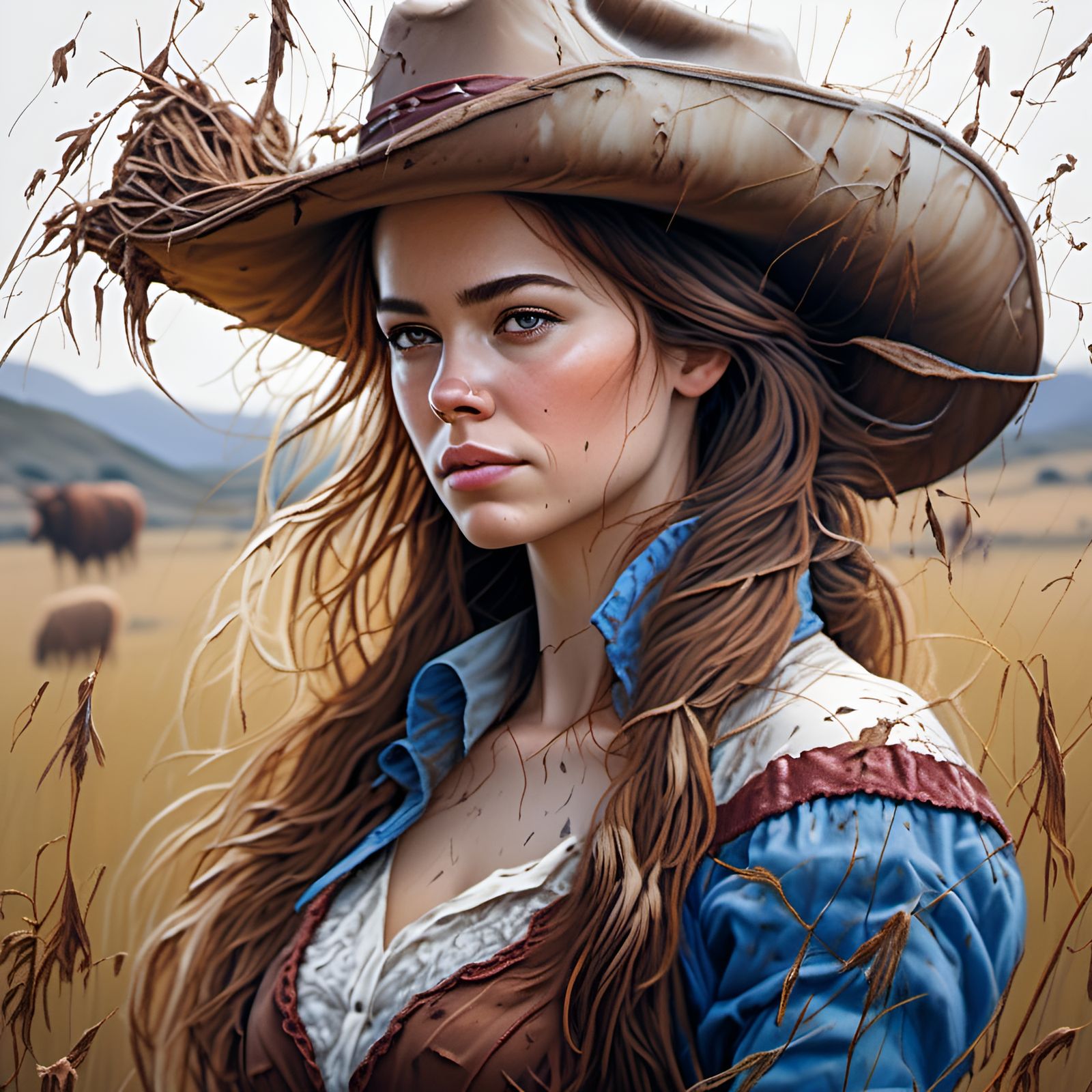 Belle as Cowgirl: Hyperrealistic Fantasy Portrait