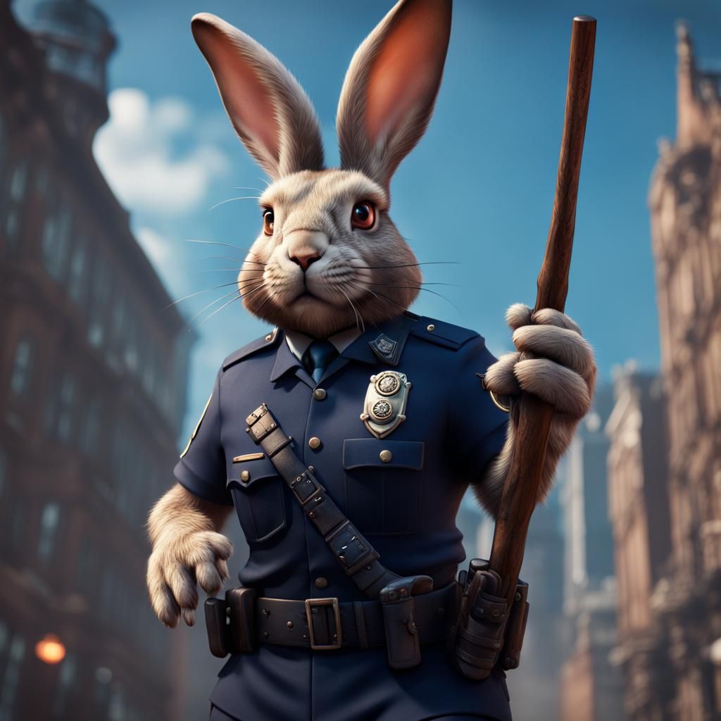 Detailed Police Rabbit Matte Painting