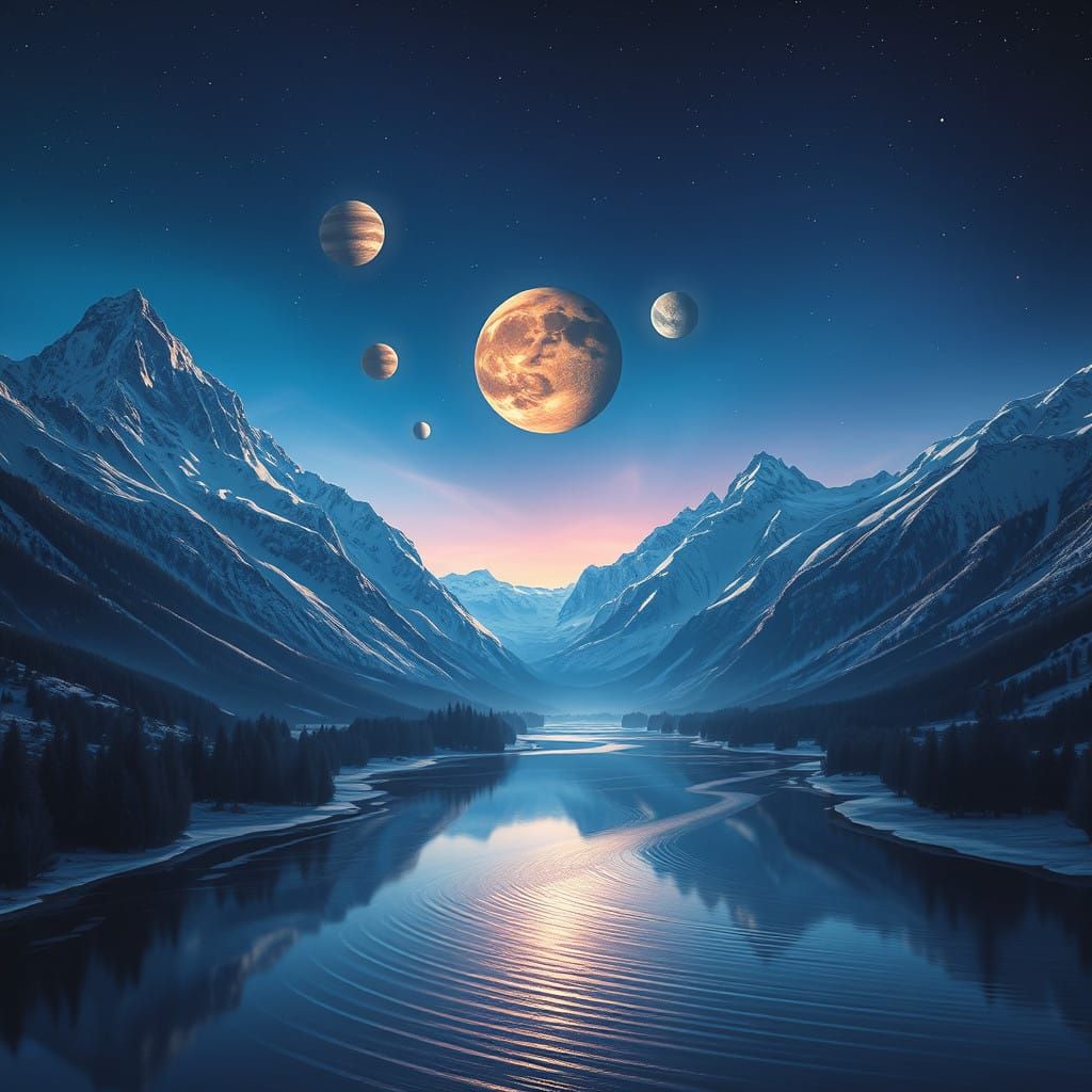 Mesmerizing Night Sky with Majestic Mountains and Celestial ...