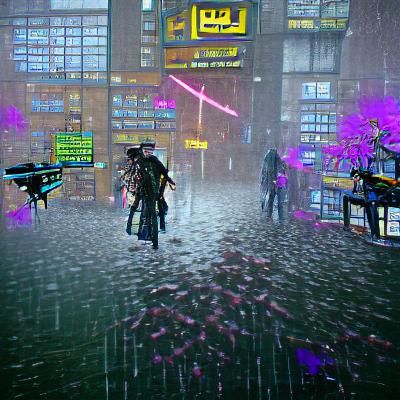 Cyberpunk Cityscape: Rain-Soaked Neon Mystery