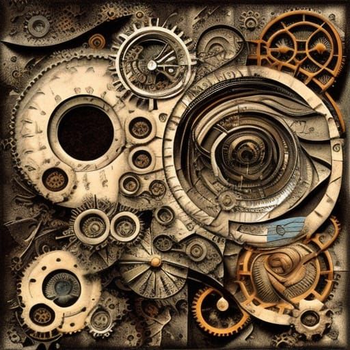 Steampunk New World Order in Surrealist Style
