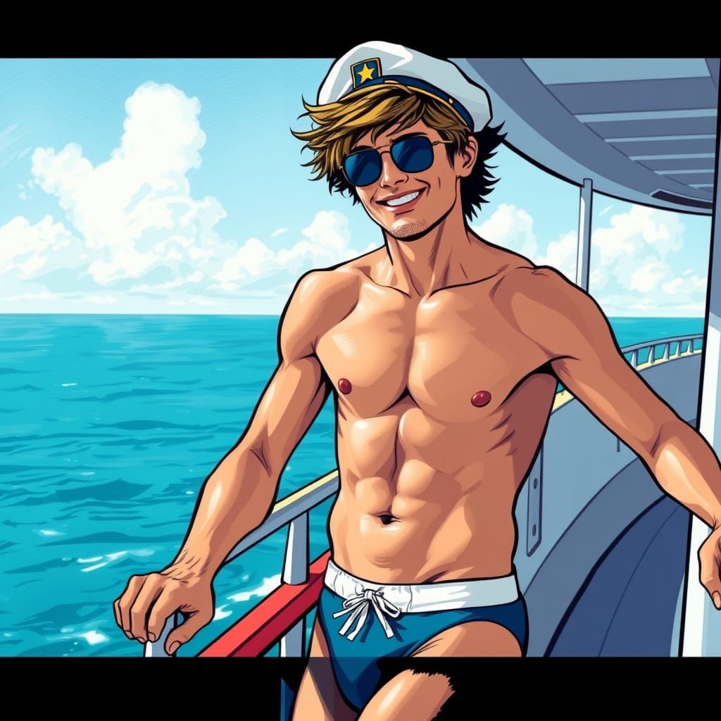 Carefree Sailor with Bright Smile in Stylized Art