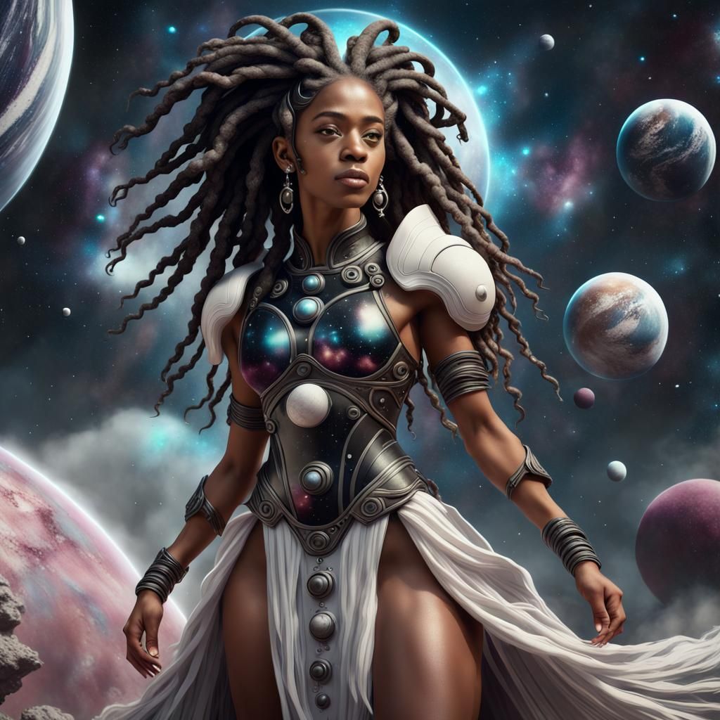 Black Female Centaur Princess in Space Dress