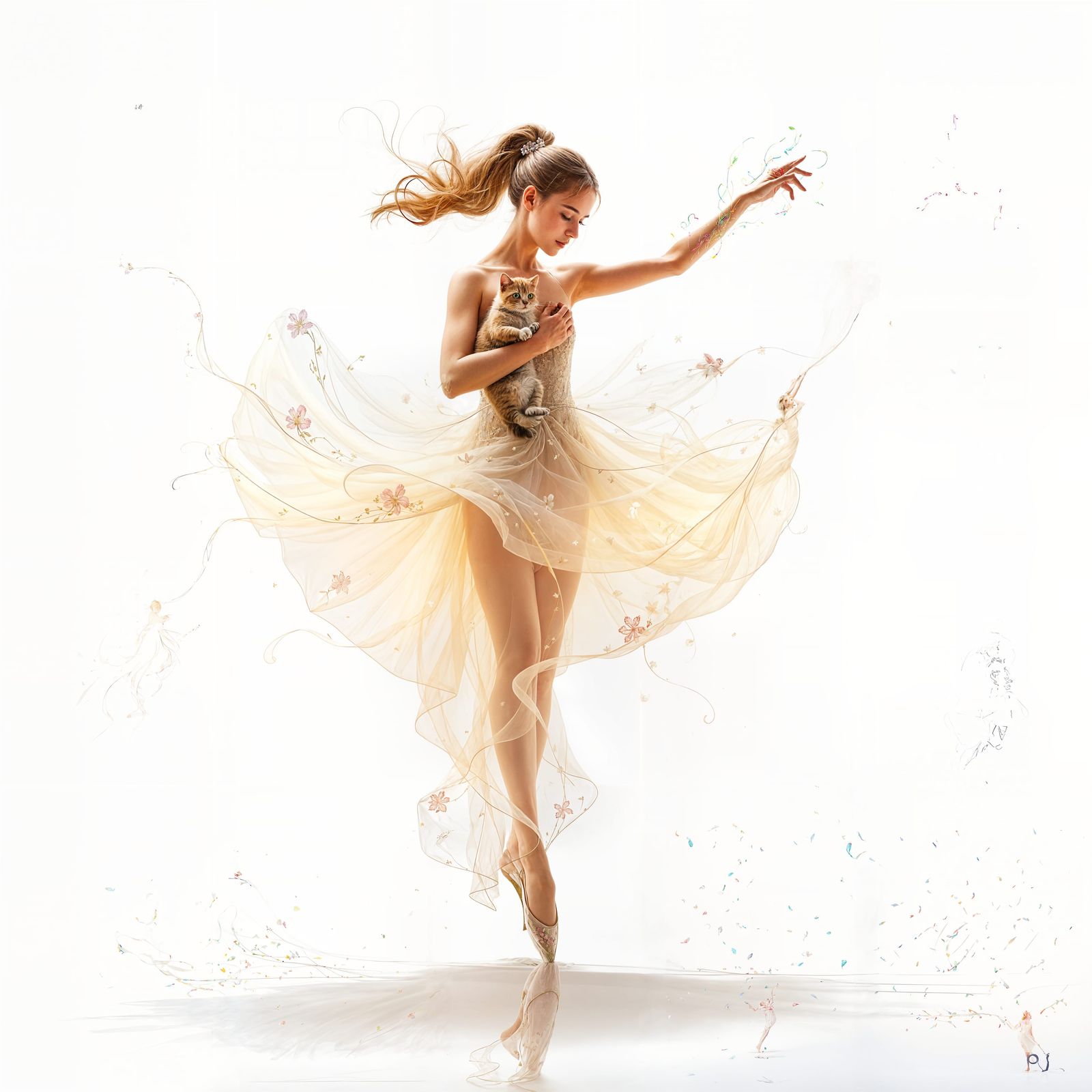 Ethereal Dancer with Glowing Silhouette in Whimsical Digital...