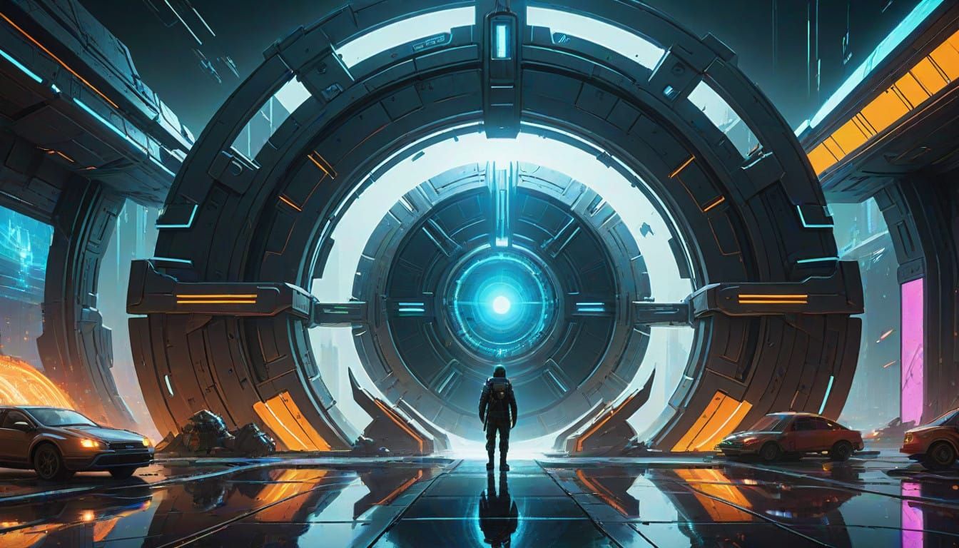 Cyberpunk Stargate: Futuristic Portal to the Cosmos