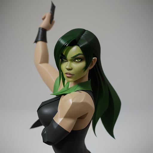 Shego as Lara Croft in Origami Papercraft
