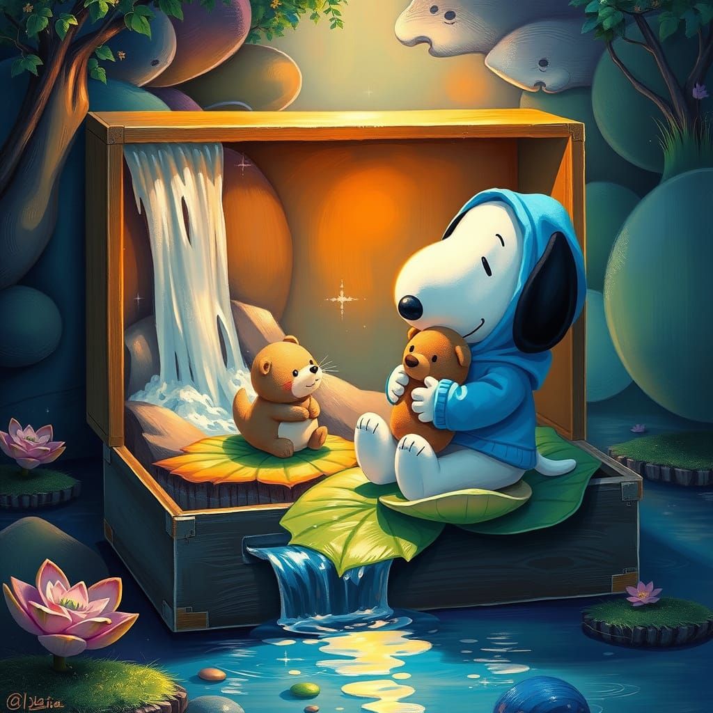 Whimsical Shoe Box Diorama in Dreamlike Oil Painting Style