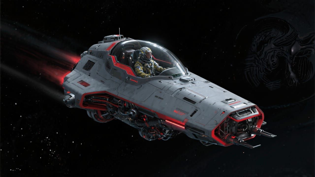 Sleek Spaceship Navigates Interstellar Space