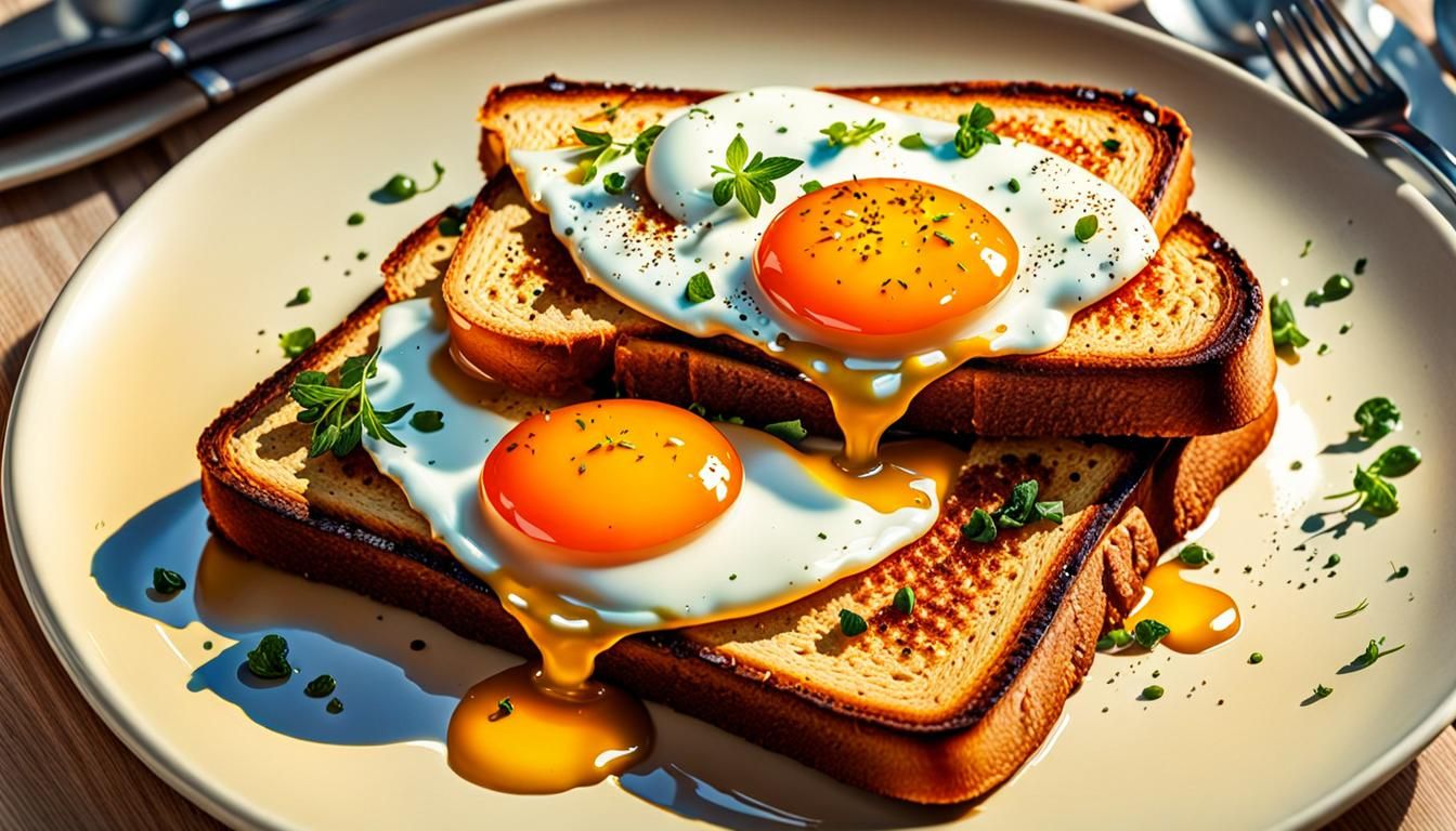 Egg on Burnt Toast in Retro Style