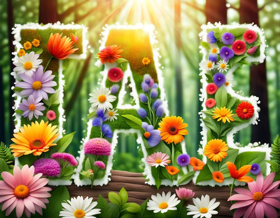 Floral Word Art at Sunrise