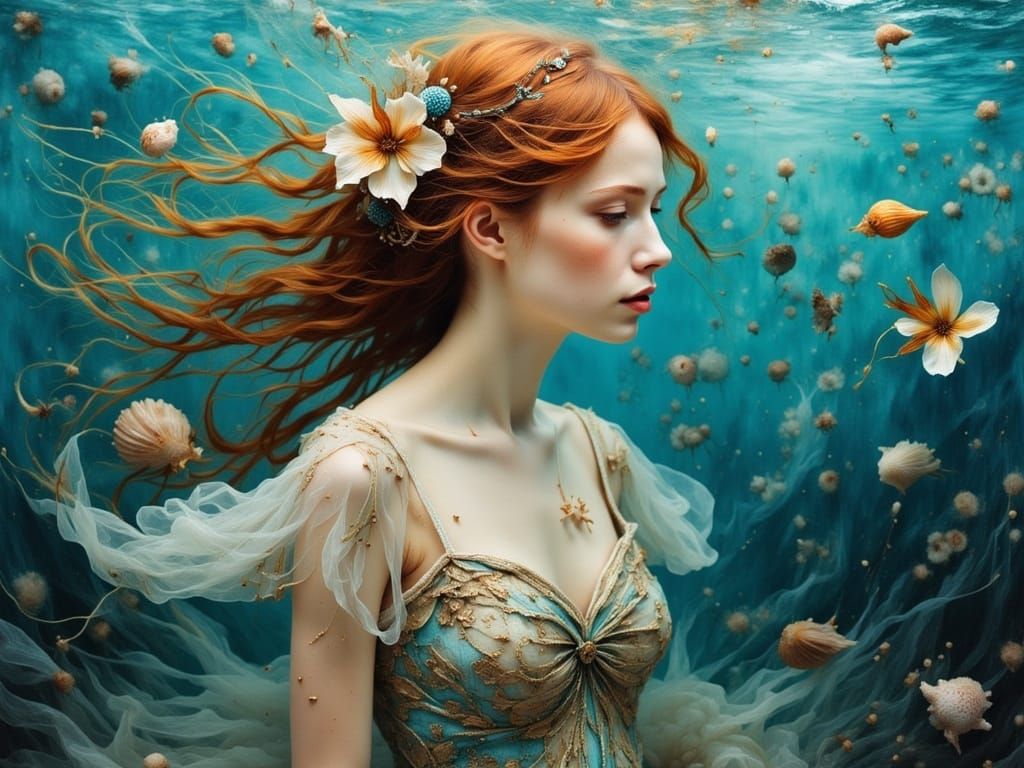 Aquatic Woman Portrait in Fantasy Realism Style