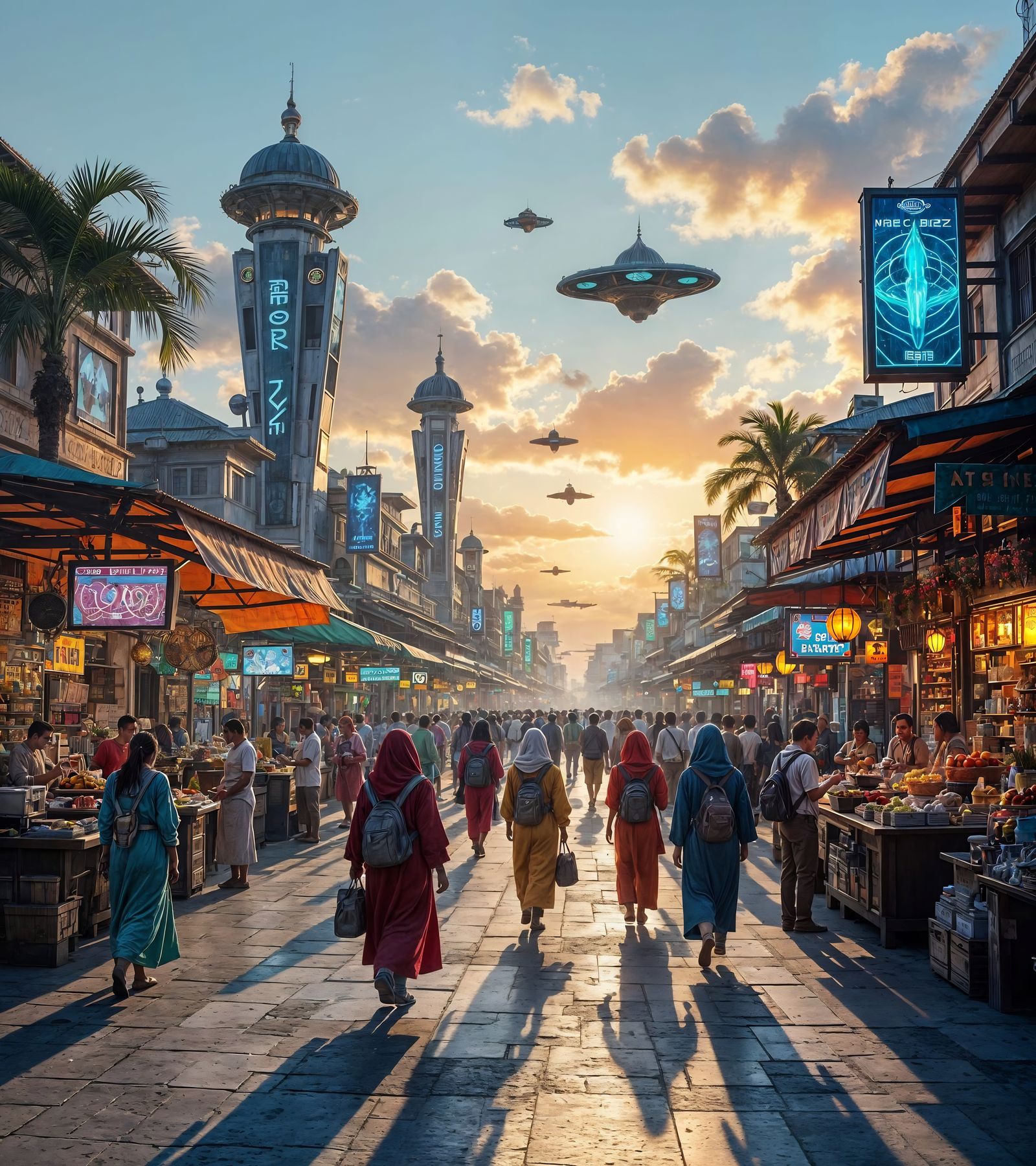 Futuristic Belmopan Marketplace in a Digital Matte Painting