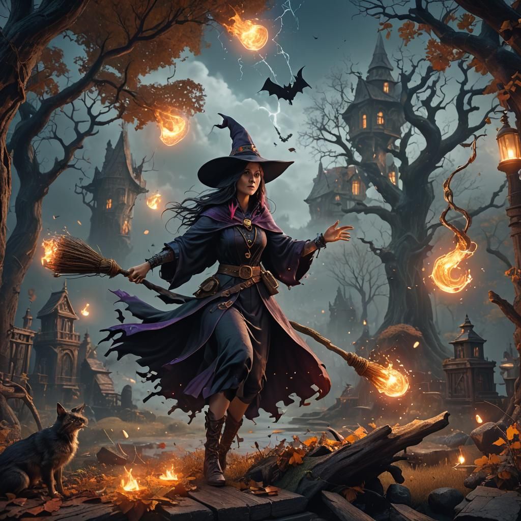 Fantasy Witch Casting Magic Spell