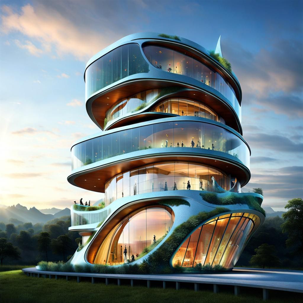 Futuristic Palace Inspired by Nature in Vibrant Style