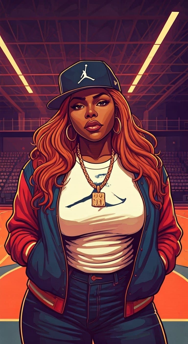 Lil' Kim Retro-Futuristic Pin-Up in Graffiti Style