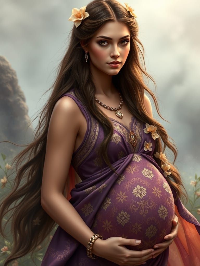 Ancient Goddess in Serene Expectation