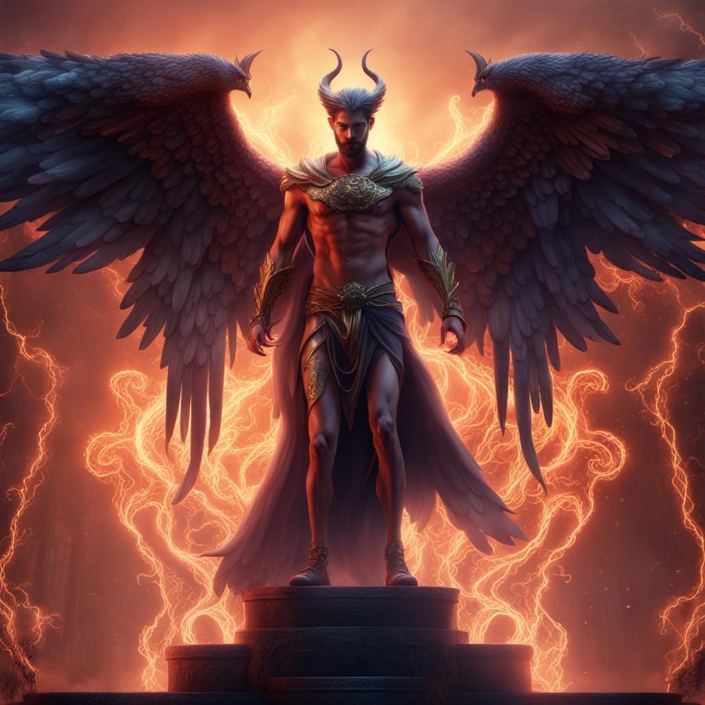 Lucifer in Angelic Form: Detailed Matte Painting