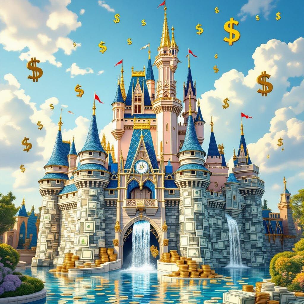 Whimsical Money Castle of Banknotes and Coins