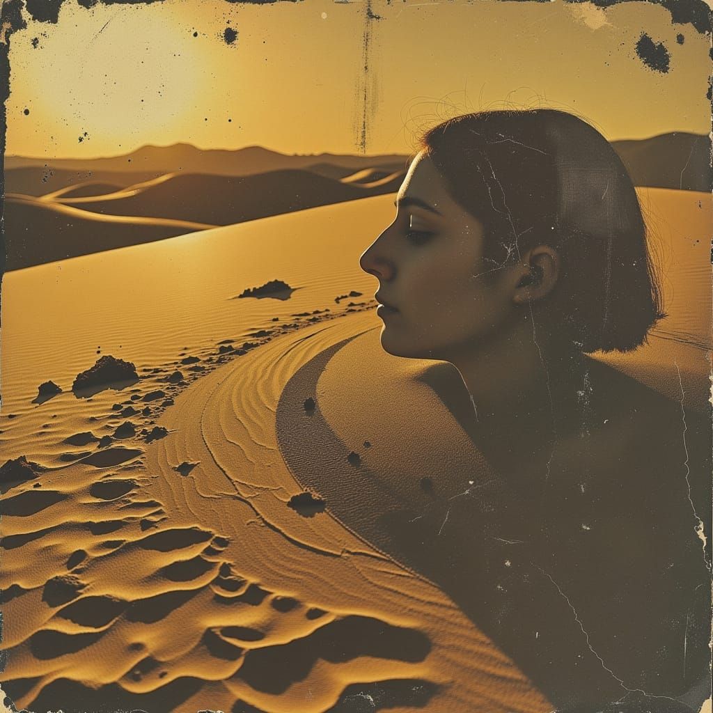 Golden Sand Spirals in Desert Sunset