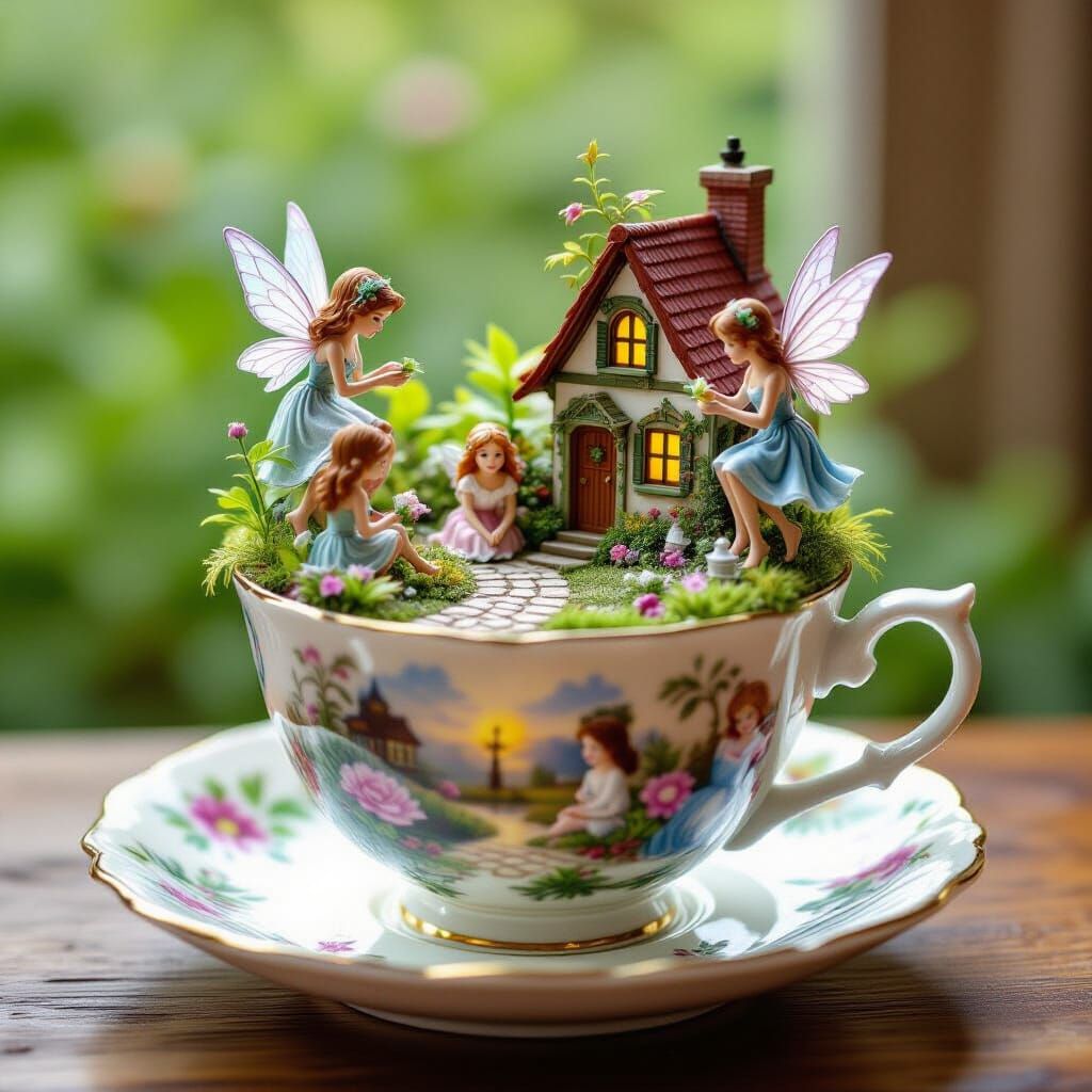 Whimsical Fairy Tale Scenes Unfold Inside Teacups
