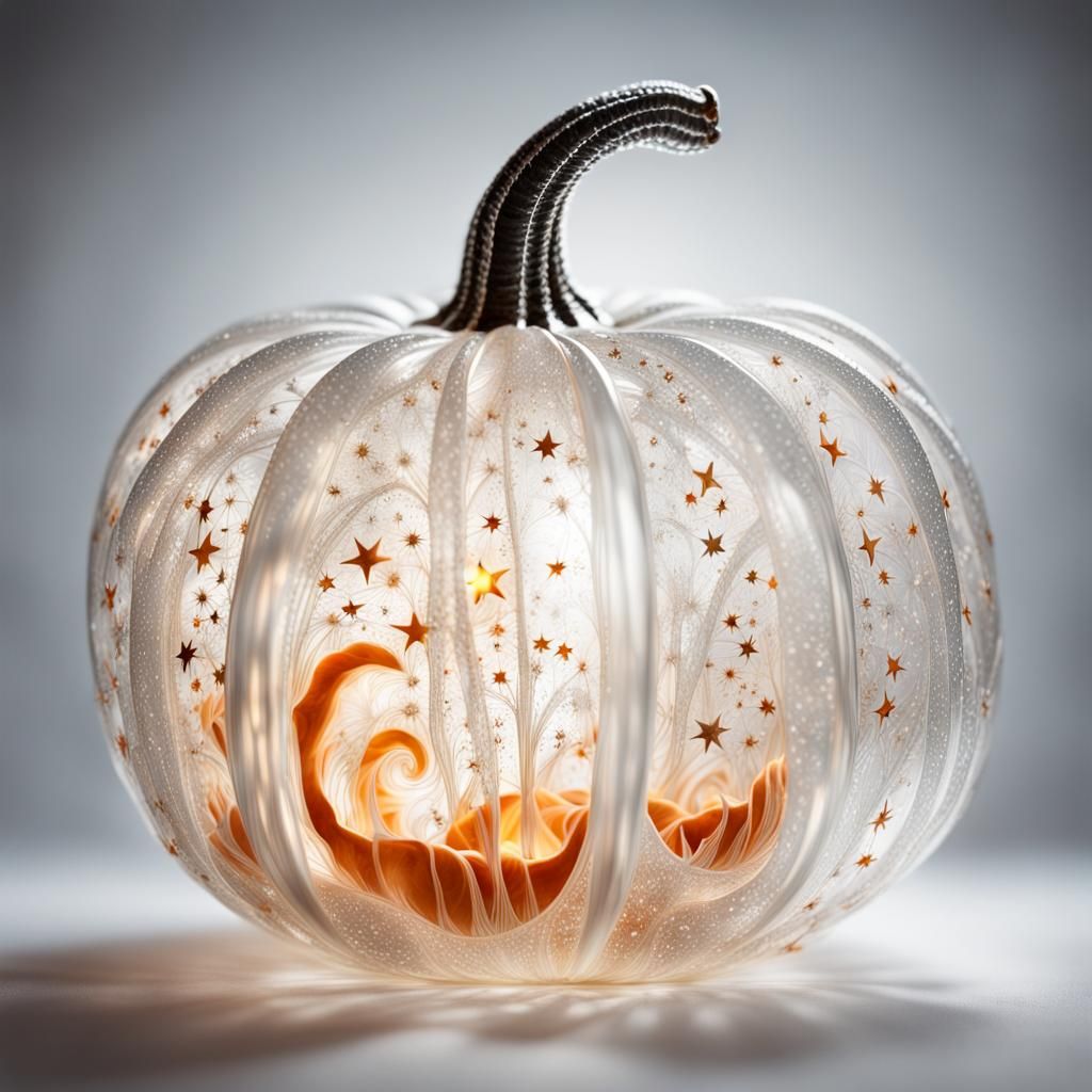 Glass Pumpkin with Star Explosion, High-Key Photography