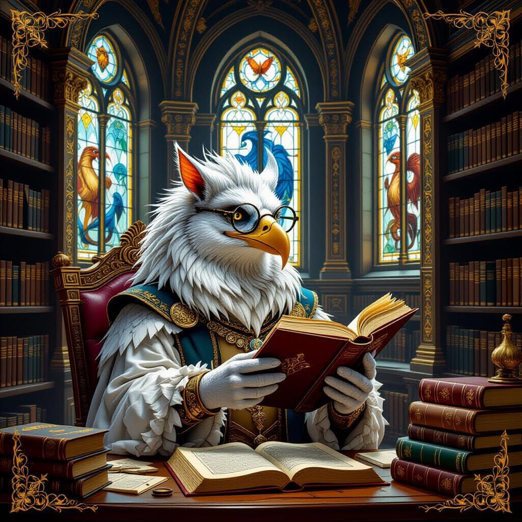 Gryphon of Arcane Knowledge in Maximalist Fantasy Library