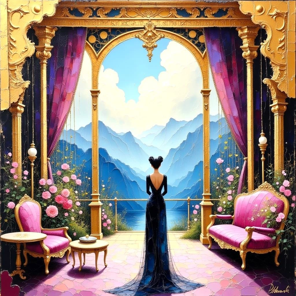 Ethereal Lady in Pastel Hues, Longing for the Ocean