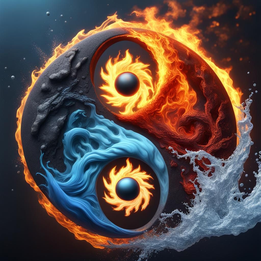 Fiery Water Yin Yang: Detailed Matte Painting