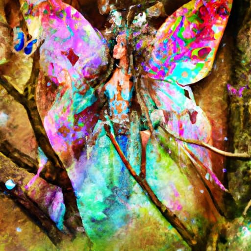 Holographic Forest Sprite in Astral Cosmic Illustration