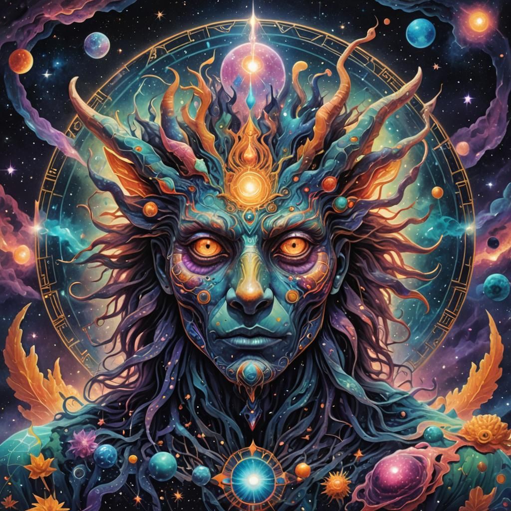 Cosmic Creature: Holographic Astral Illustration