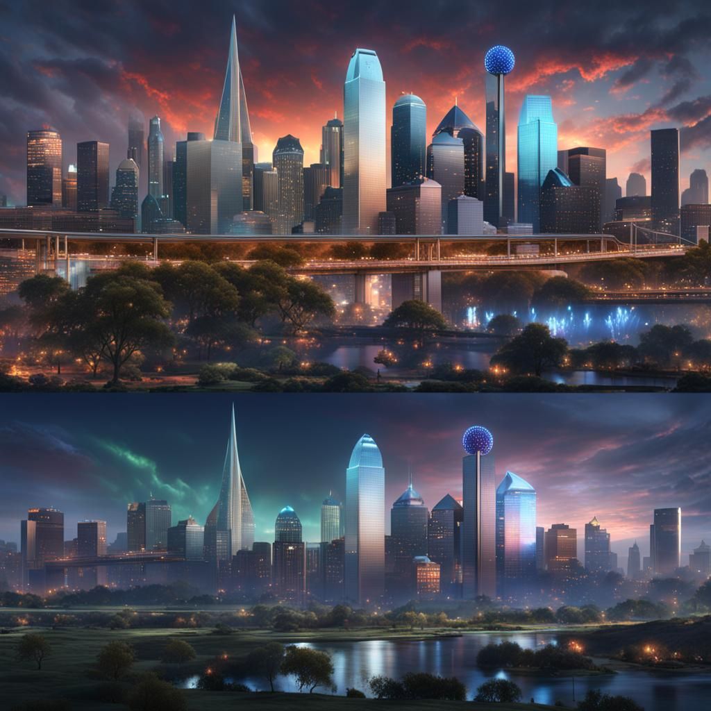 Dallas Skyline: Detailed Matte Painting in Deep Color