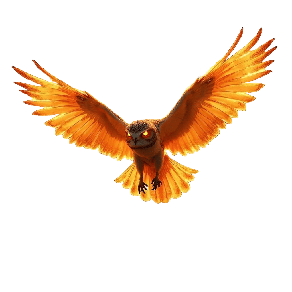 Epic Fire Owl soars through a Dark City Skyline