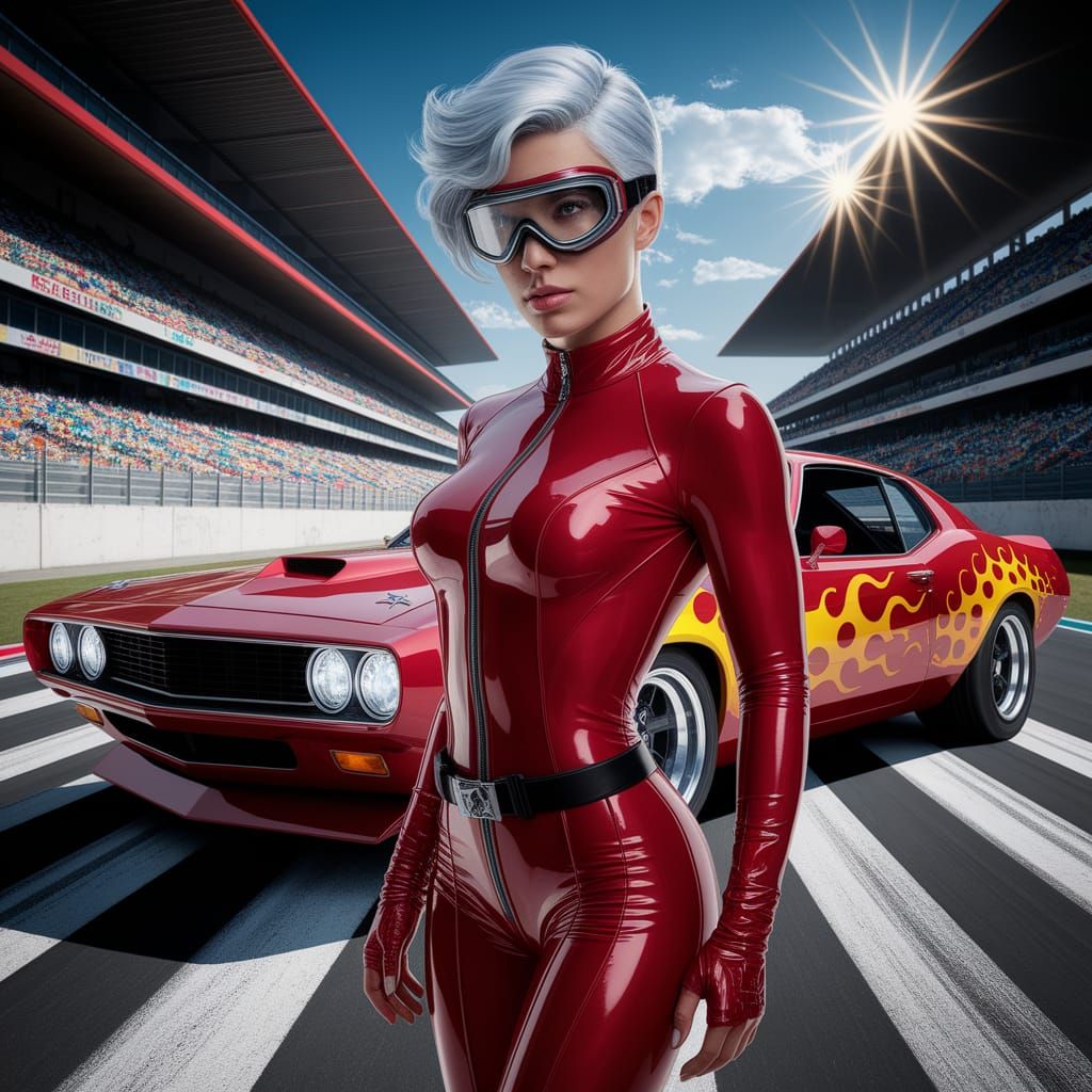 Retro Race Queen in Latex, Erwin Olaf Style