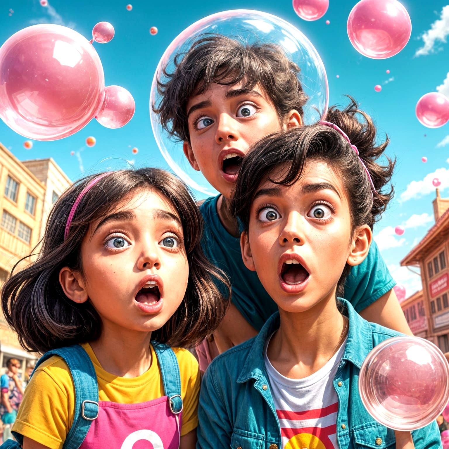 A Girl Creates a Massive Pink Bubble Gum Spectacle