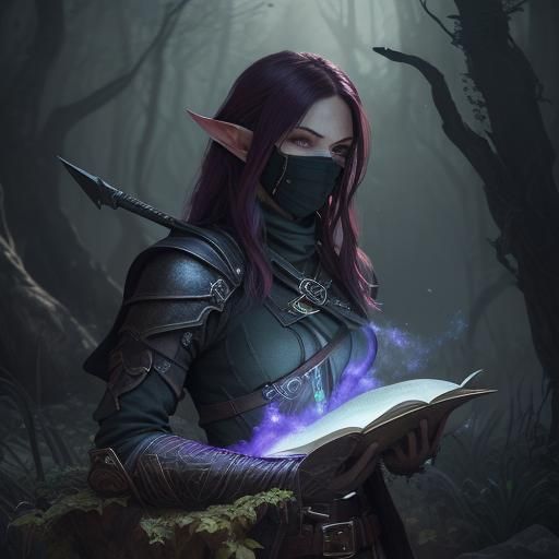 Masked Female Assassin in Dark Fantasy Style