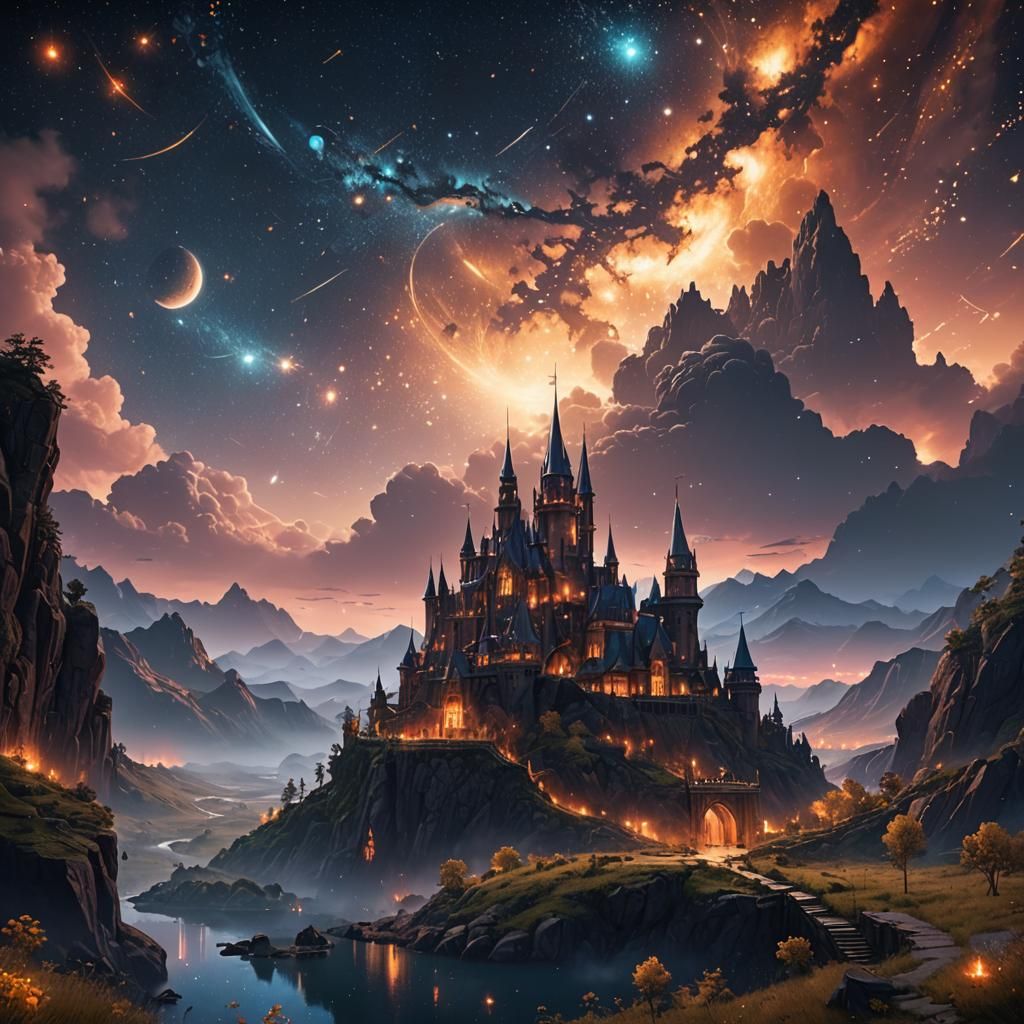 Fantastical Starry Sky in Detailed Matte Painting