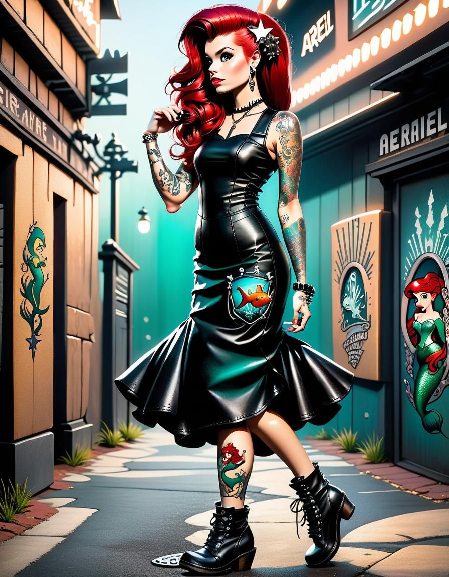 Ariel as Punk Rock Mermaid in Leather