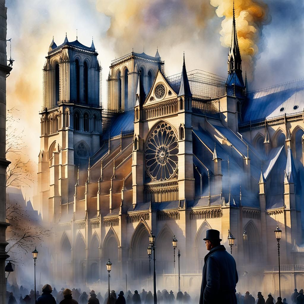 Soft Focus Dreams of Reborn Notre-Dame in Whimsical Watercol...