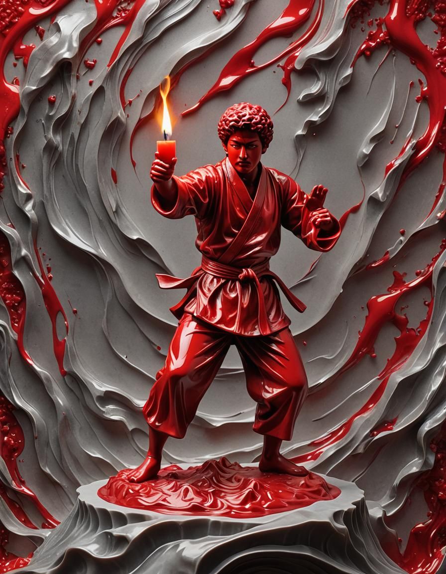 Karate Kid Inspired Red Wax Candle, 3D Render