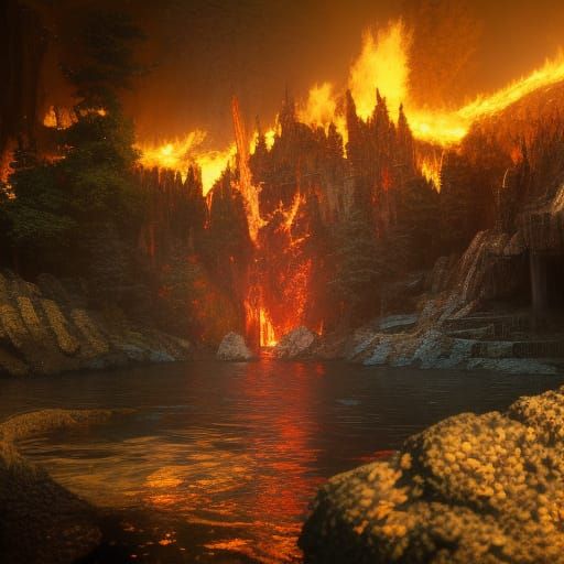 Water Drop on Fire: Detailed Matte Painting