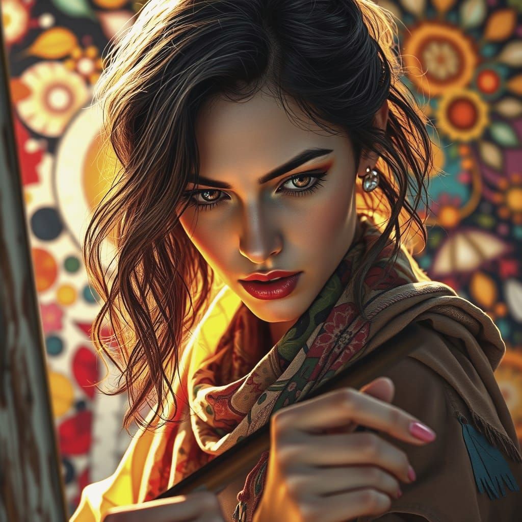 Creative Female Artist at Work in Vibrant Studio