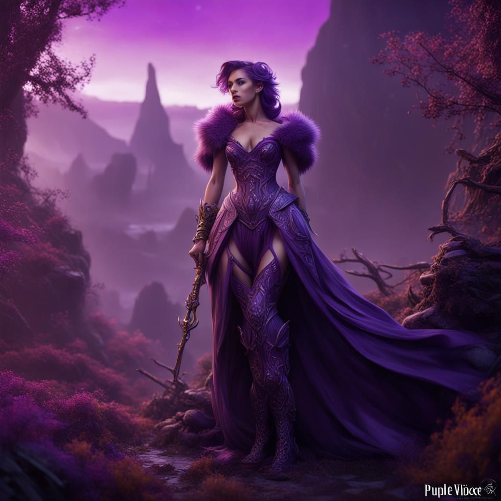 Fantastical Purple Vixen in Detailed Digital Painting