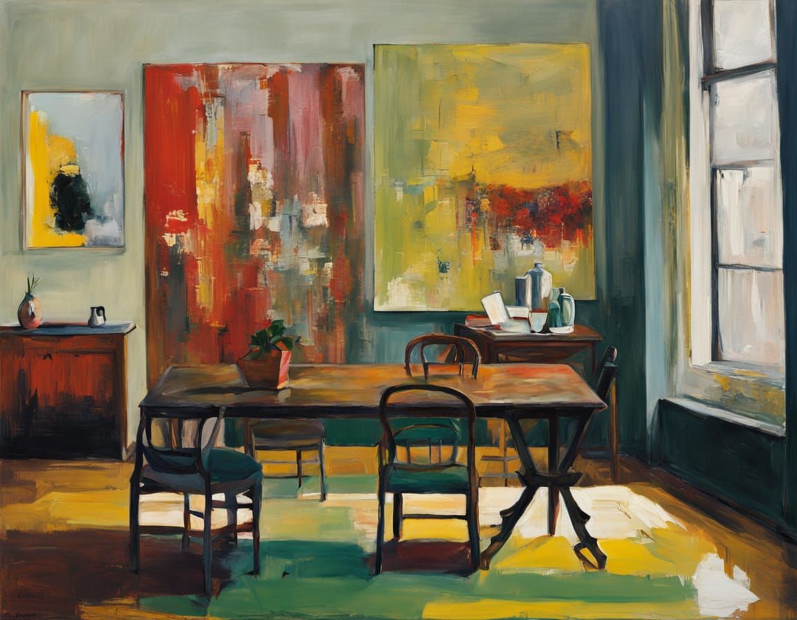 Expressive Oil Painting of Sunshine and Shadows