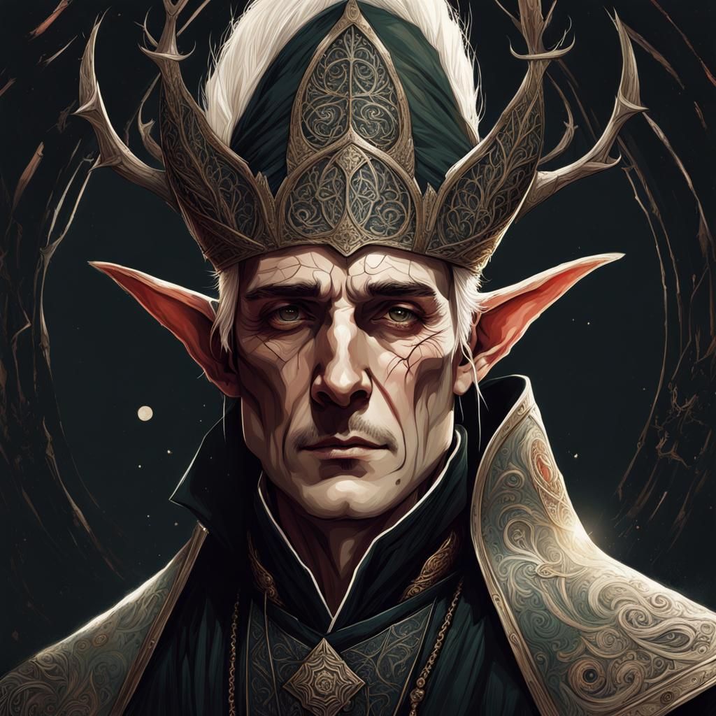 Victorian High Elf in Cyberpunk City, Dark Fantasy Art