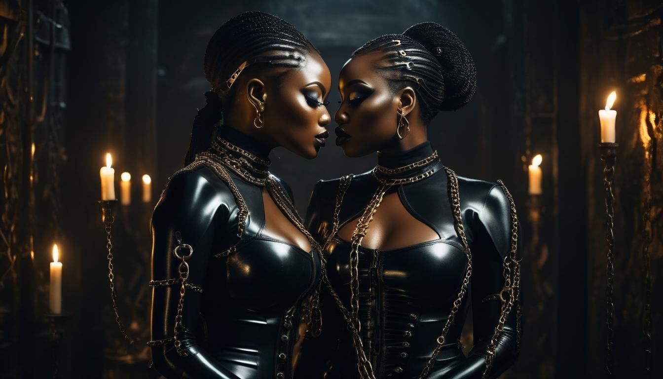 Gothic African Goddesses in Latex: Romantic Close-Up