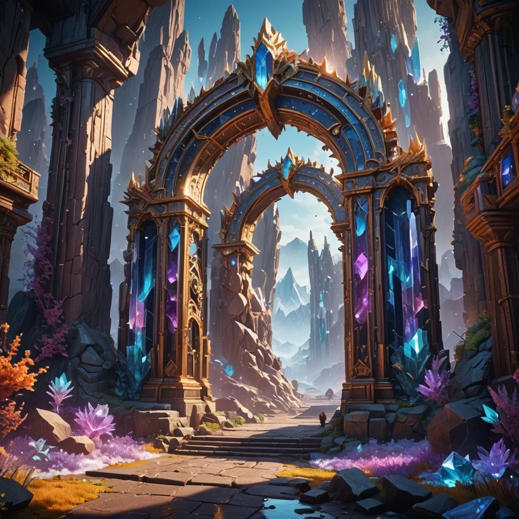 Fantastical Crystal Gateway in Detailed Matte Painting