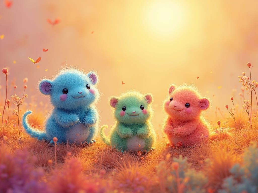 Happy Cute Tie-Dyed Critters