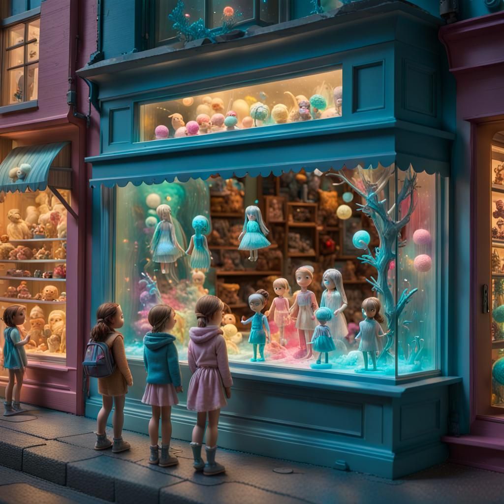 Whimsical Toy Shop with Bioluminescent Display