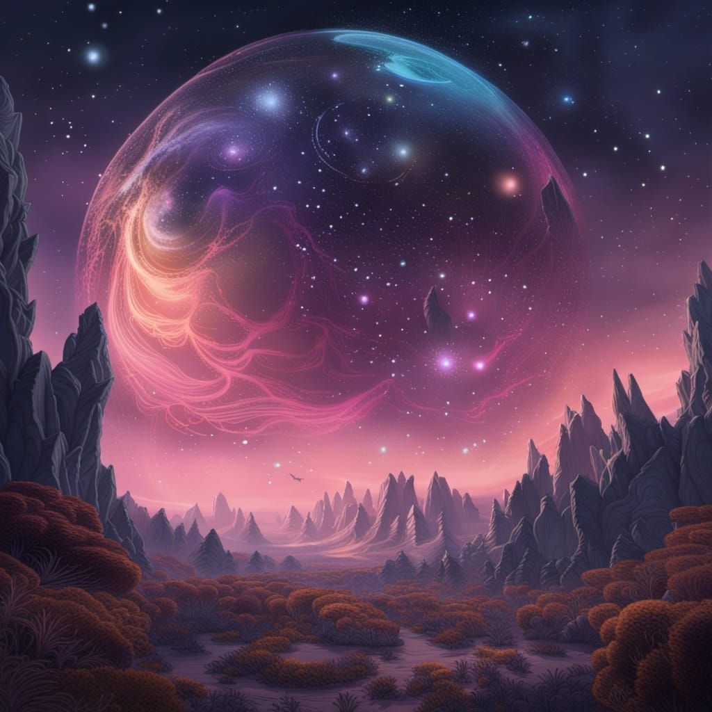 Celestial Moonlit Night in Pastel Colors